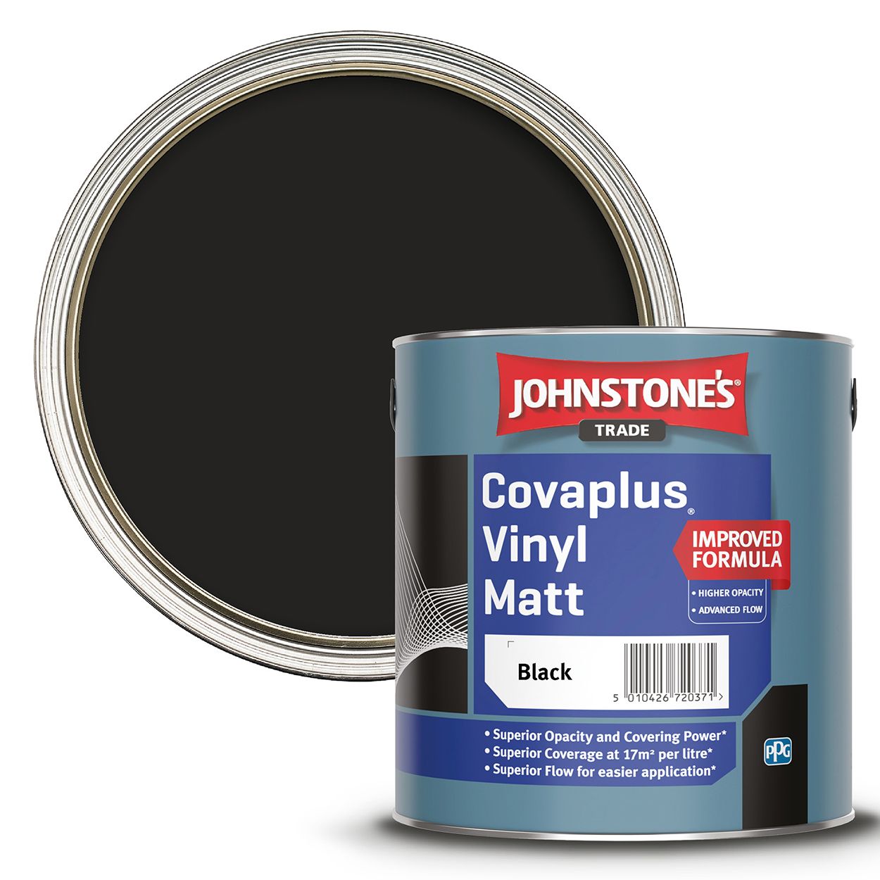Johnstone's Trade - Covaplus Vinyl Matt Paint - Black - 2.5L