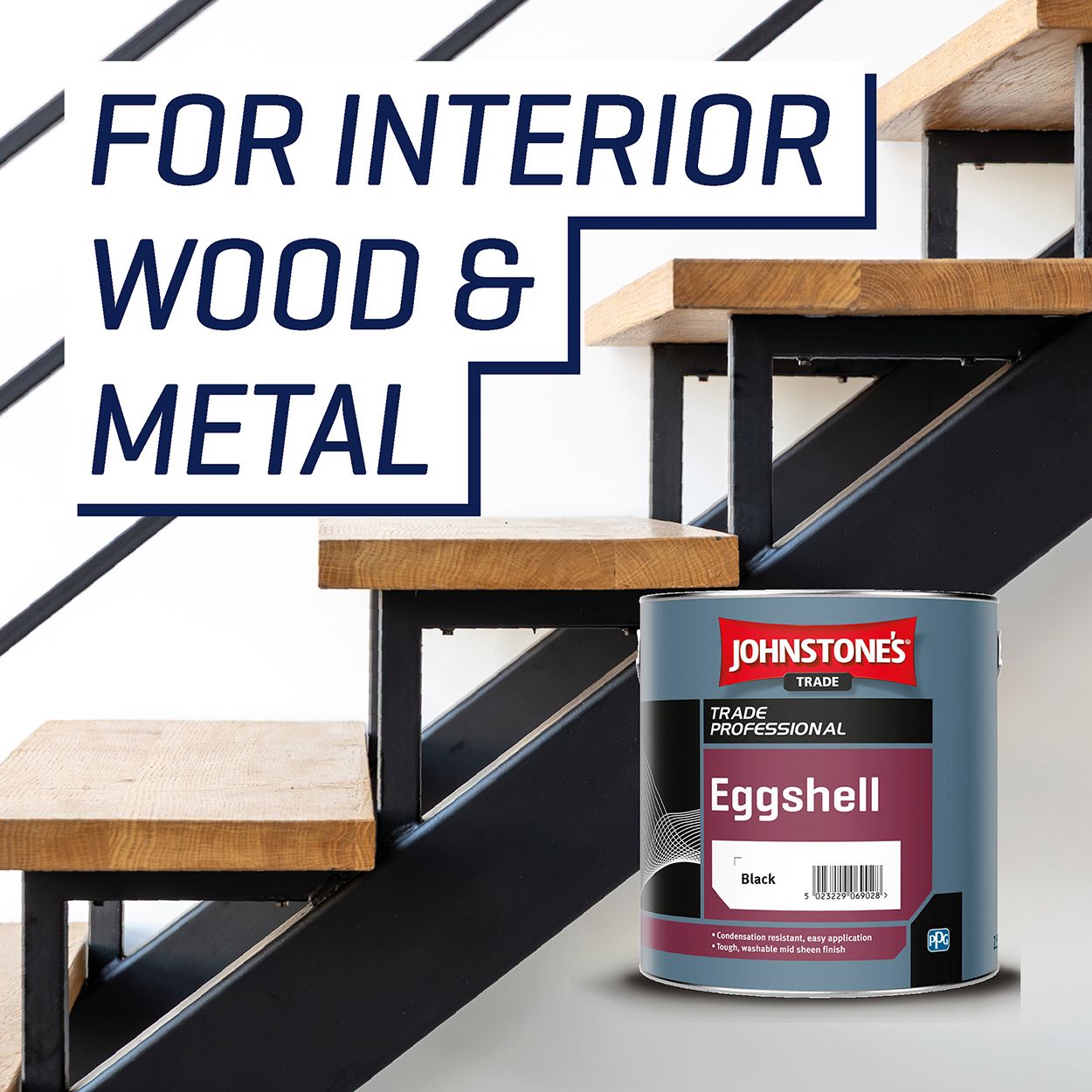 Johnstone's Trade - Wood & Metal Paint - Eggshell - Black - 2.5L