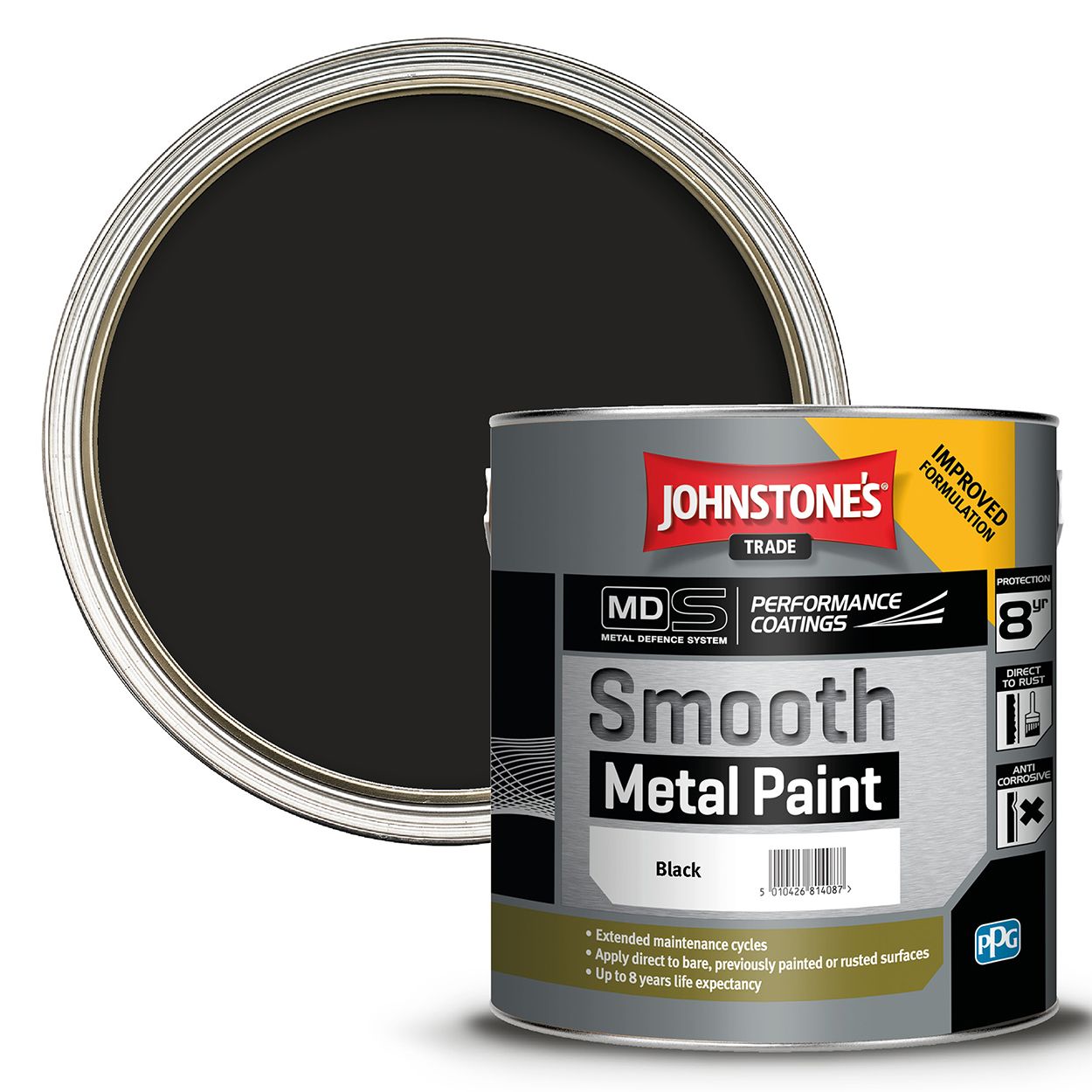 Johnstone's Trade - Smooth Metal Paint - Black - 2.5L