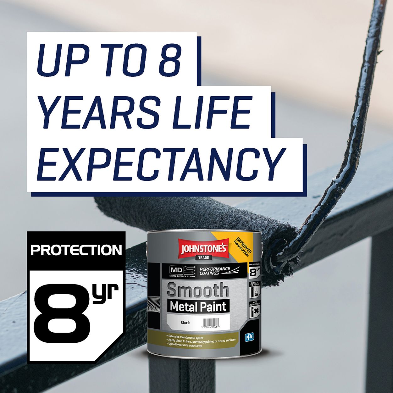 Johnstone's Trade - Smooth Metal Paint - Black - 2.5L