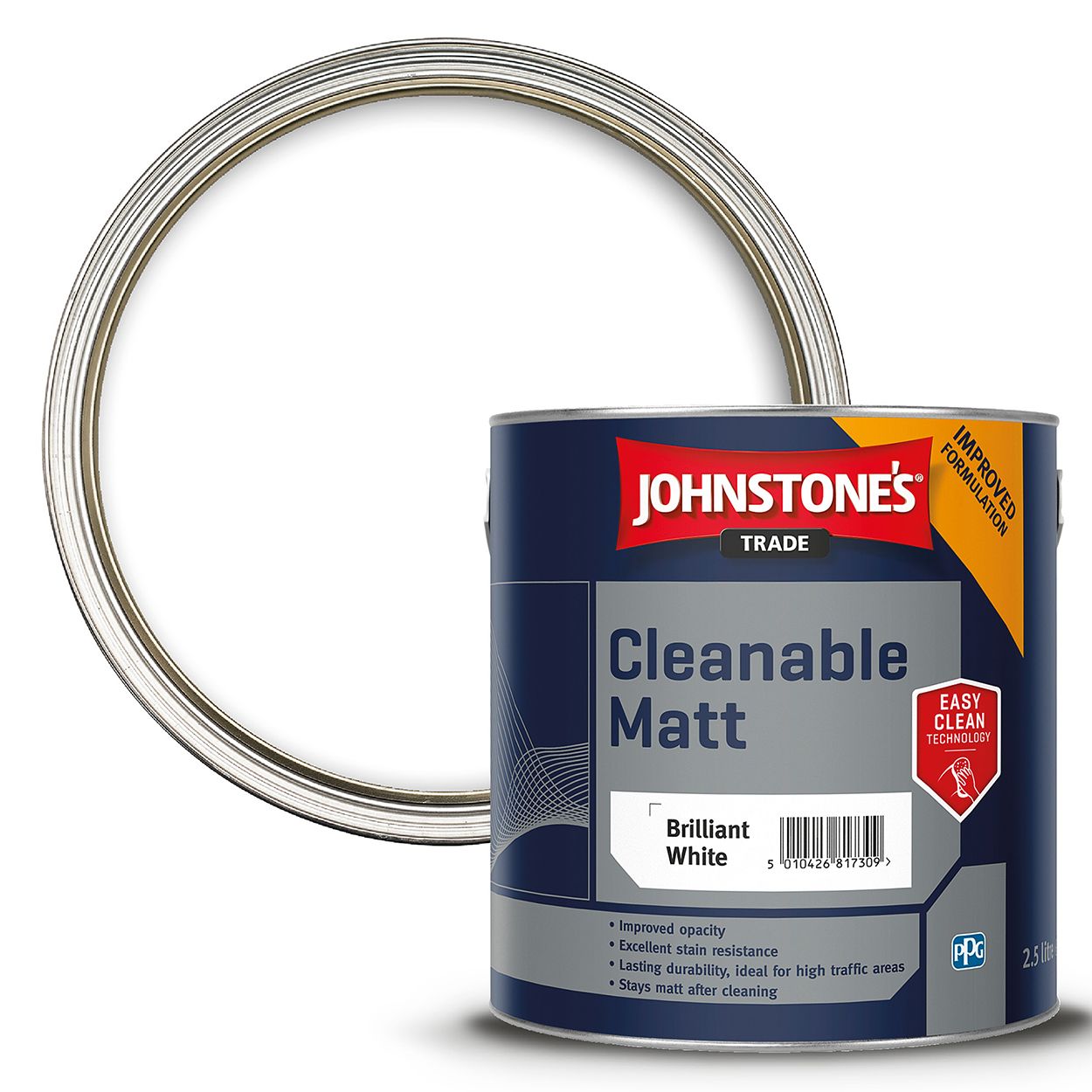 Johnstone's Trade - Cleanable Matt Paint - Brilliant White - 2.5L