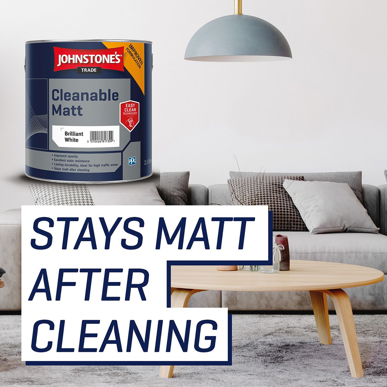 Johnstone's Trade - Cleanable Matt Paint - Brilliant White - 2.5L