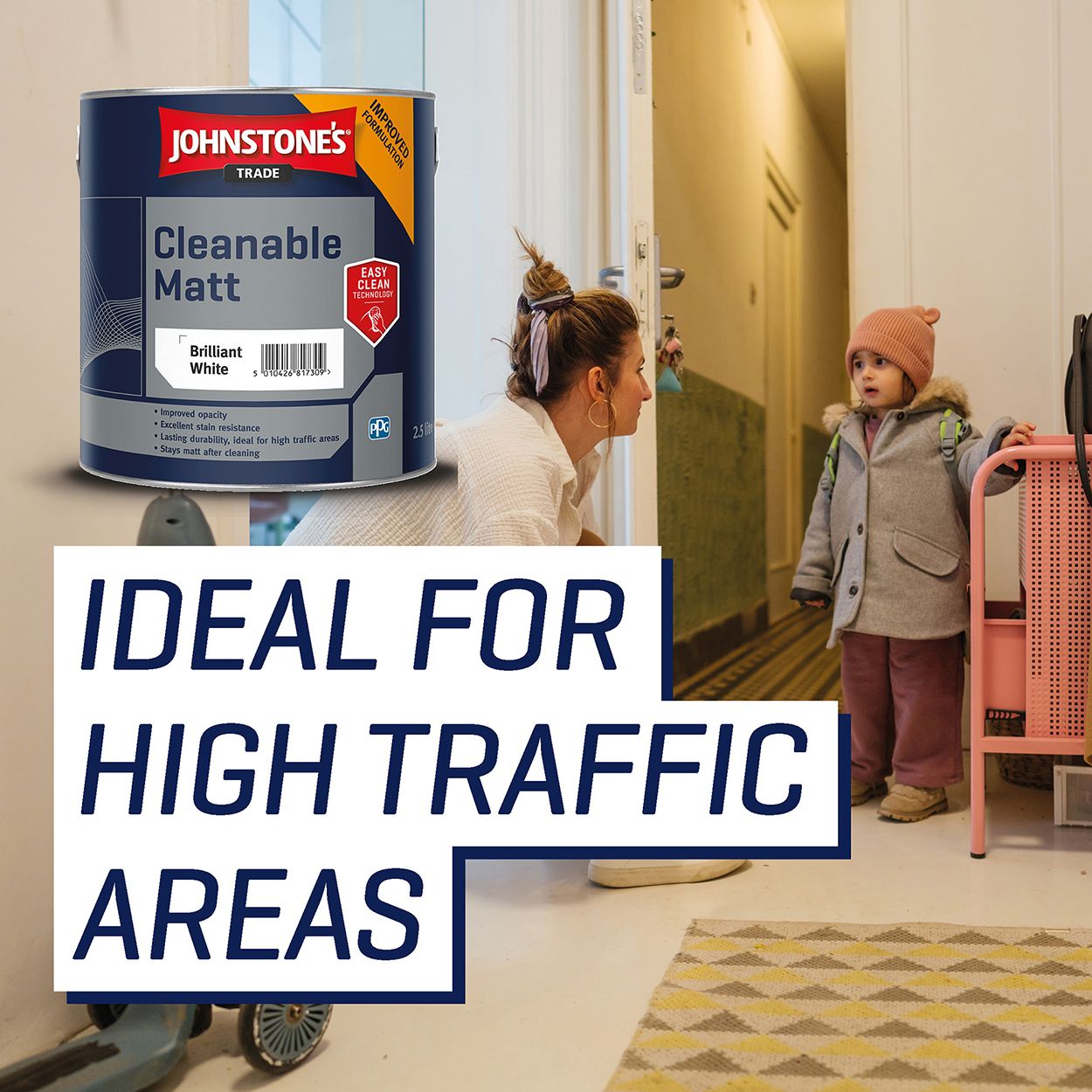Johnstone's Trade - Cleanable Matt Paint - Brilliant White - 2.5L