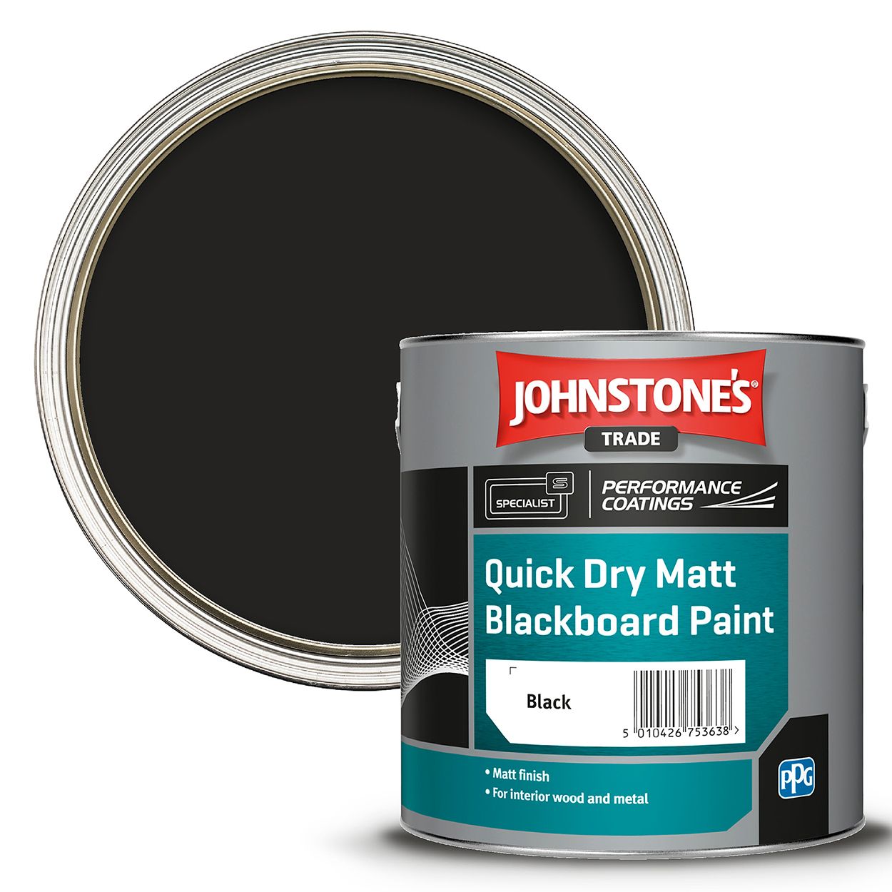 Johnstone's Trade - Matt Blackboard Paint - Quick Dry - Black - 2.5L