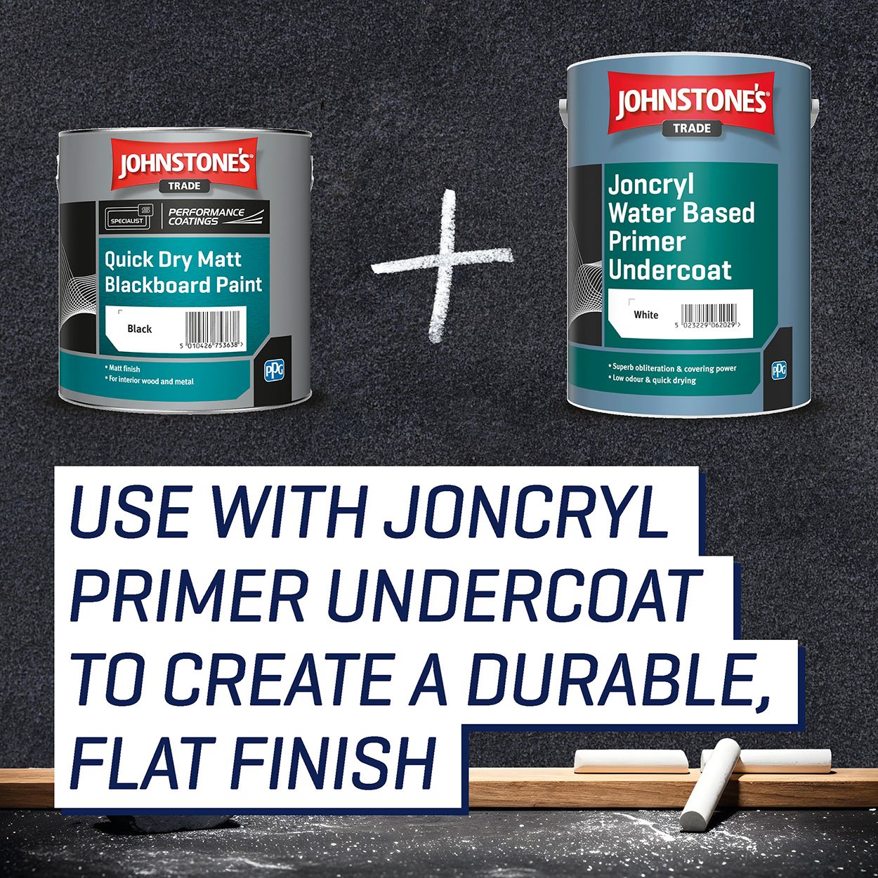 Johnstone's Trade - Matt Blackboard Paint - Quick Dry - Black - 2.5L