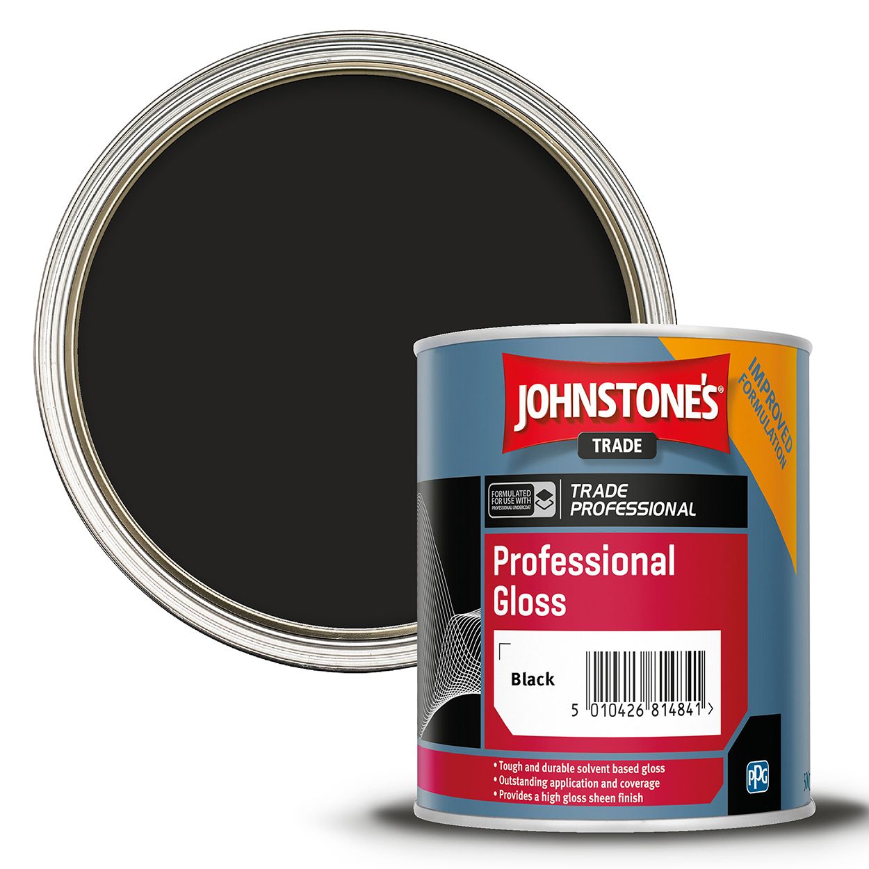 Johnstone's Trade - Wood & Metal Paint - Professional Gloss - Black - 500ml
