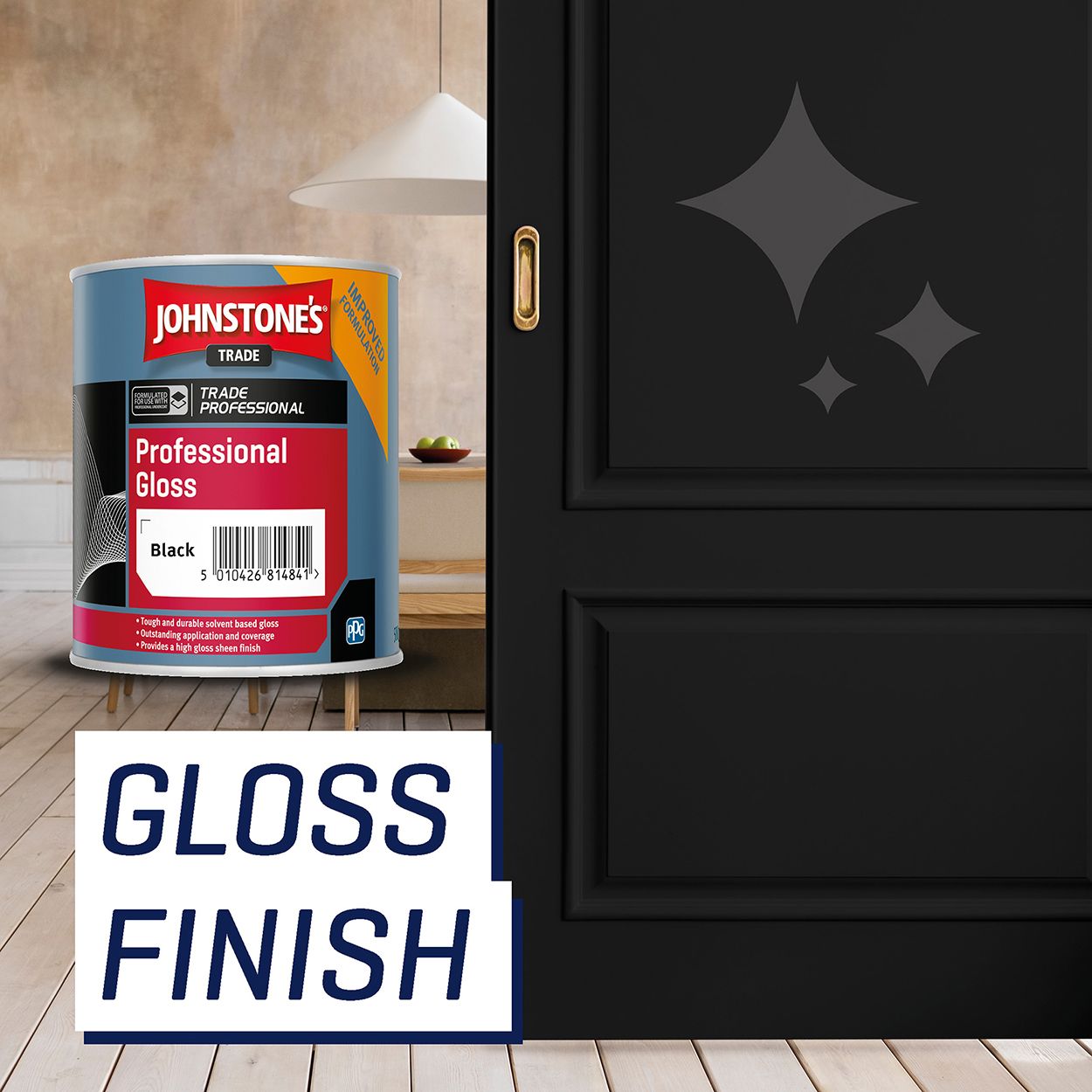 Johnstone's Trade - Wood & Metal Paint - Professional Gloss - Black - 500ml