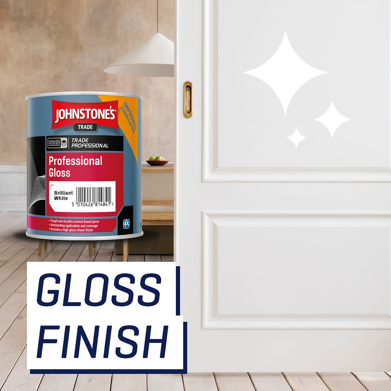 Johnstone's Trade - Wood & Metal Paint - Professional Gloss - Brilliant White - 500ml