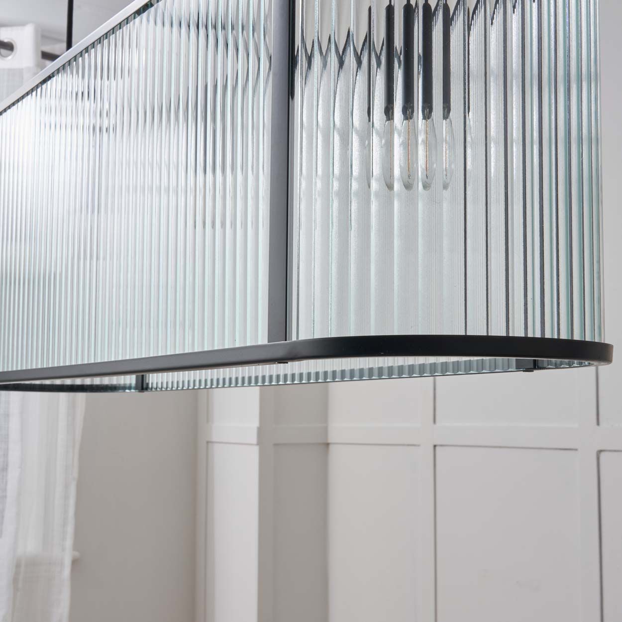 Fitton 4 Light Ribbed Glass Diner Pendant