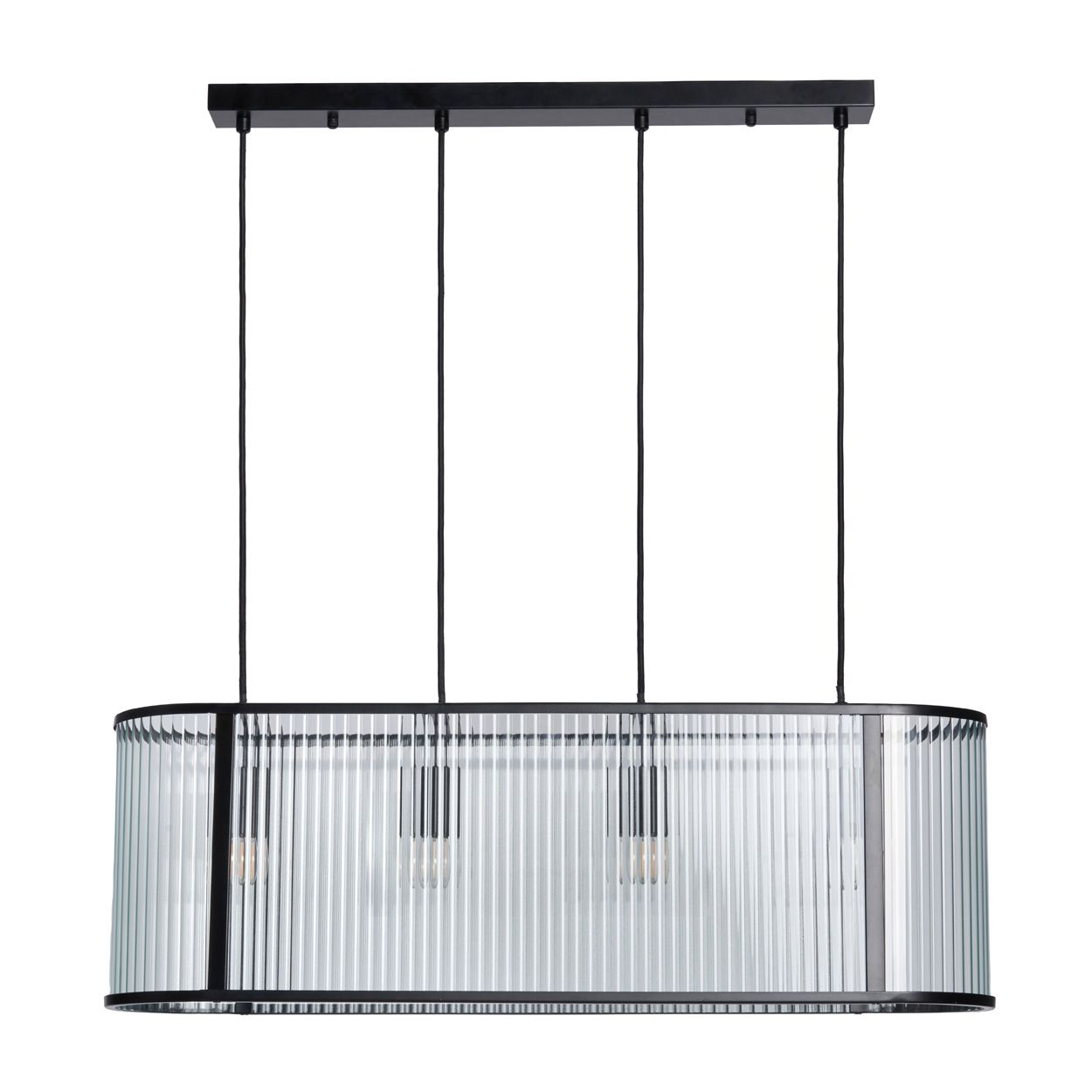 Fitton 4 Light Ribbed Glass Diner Pendant