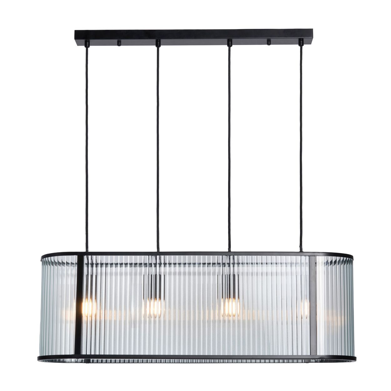 Fitton 4 Light Ribbed Glass Diner Pendant