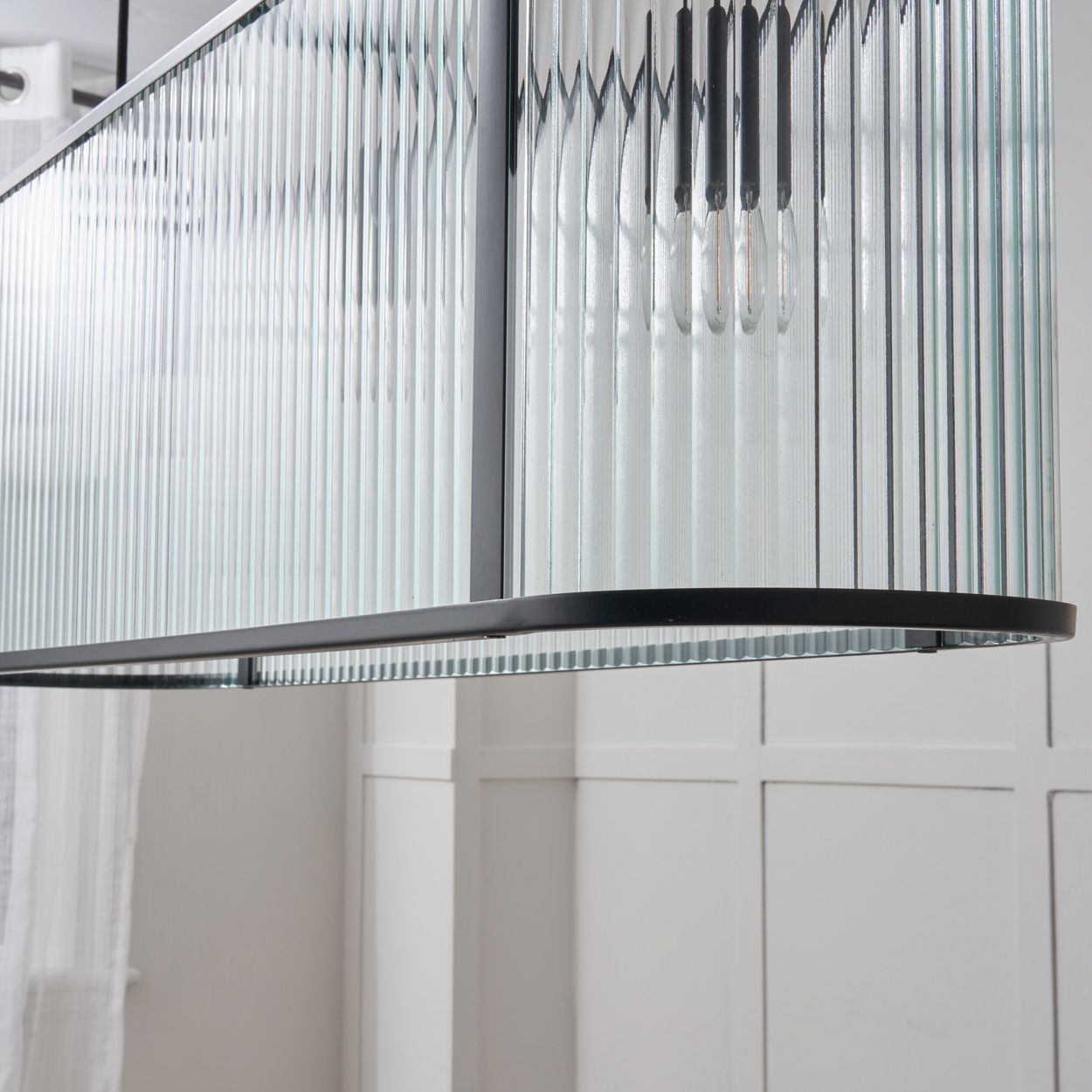 Fitton 4 Light Ribbed Glass Diner Pendant
