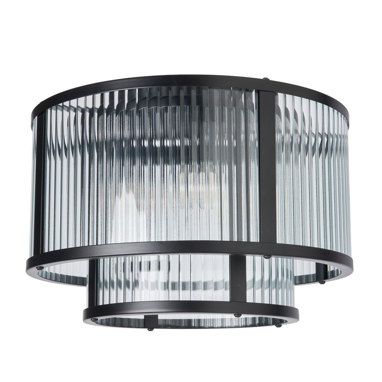 Fitton 3 Light Ribbed Glass Flush