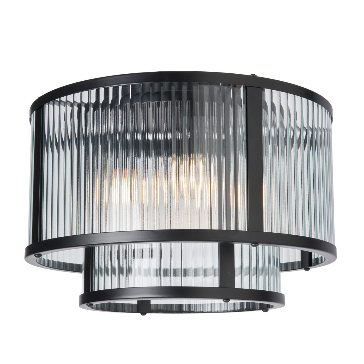 Fitton 3 Light Ribbed Glass Flush