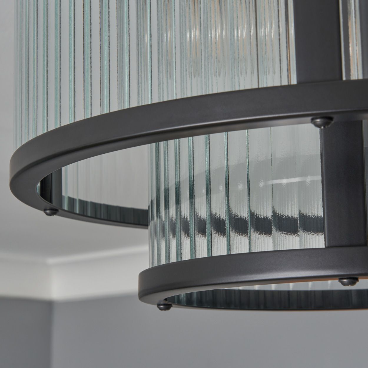 Fitton 3 Light Ribbed Glass Flush