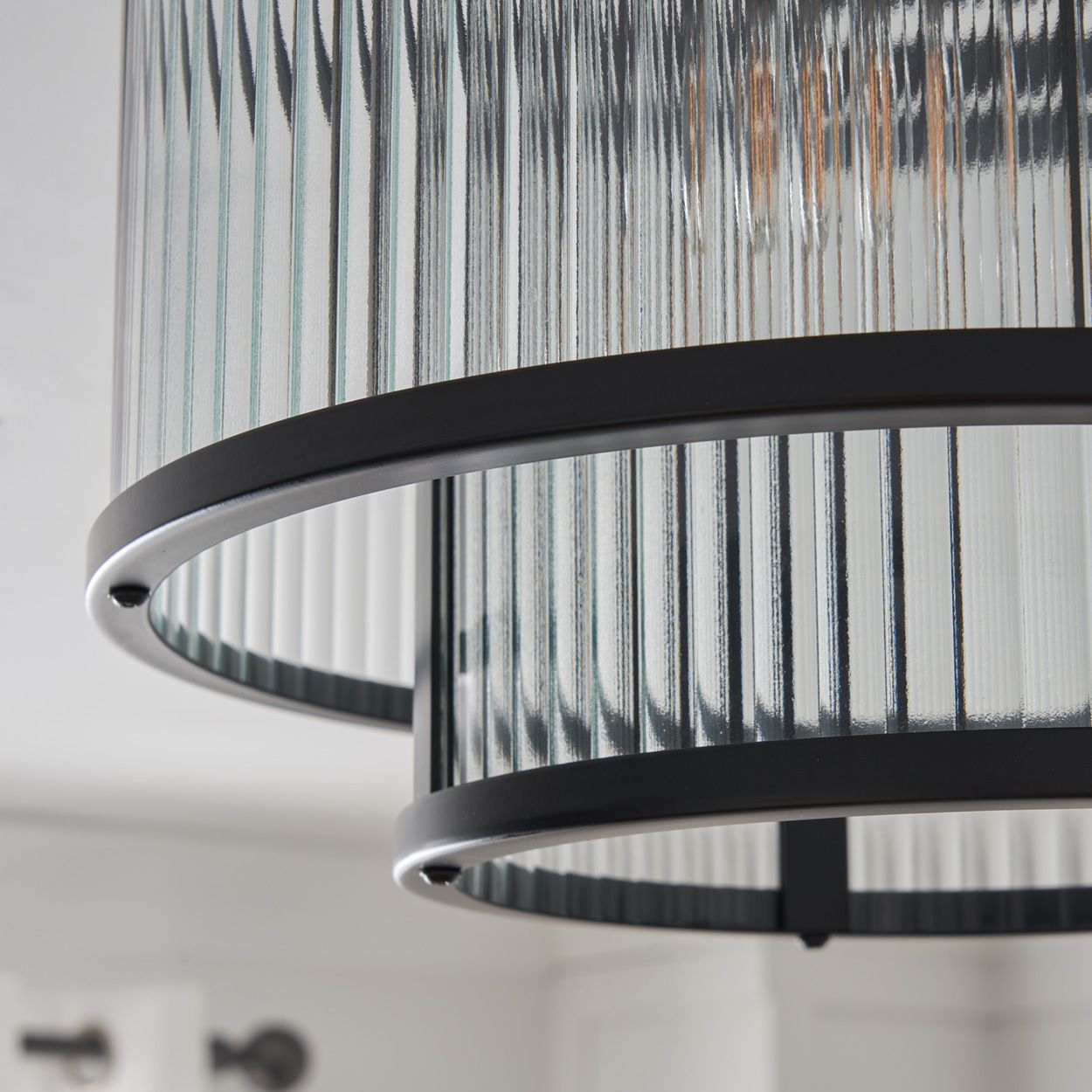 Fitton 3 Light Ribbed Glass Flush