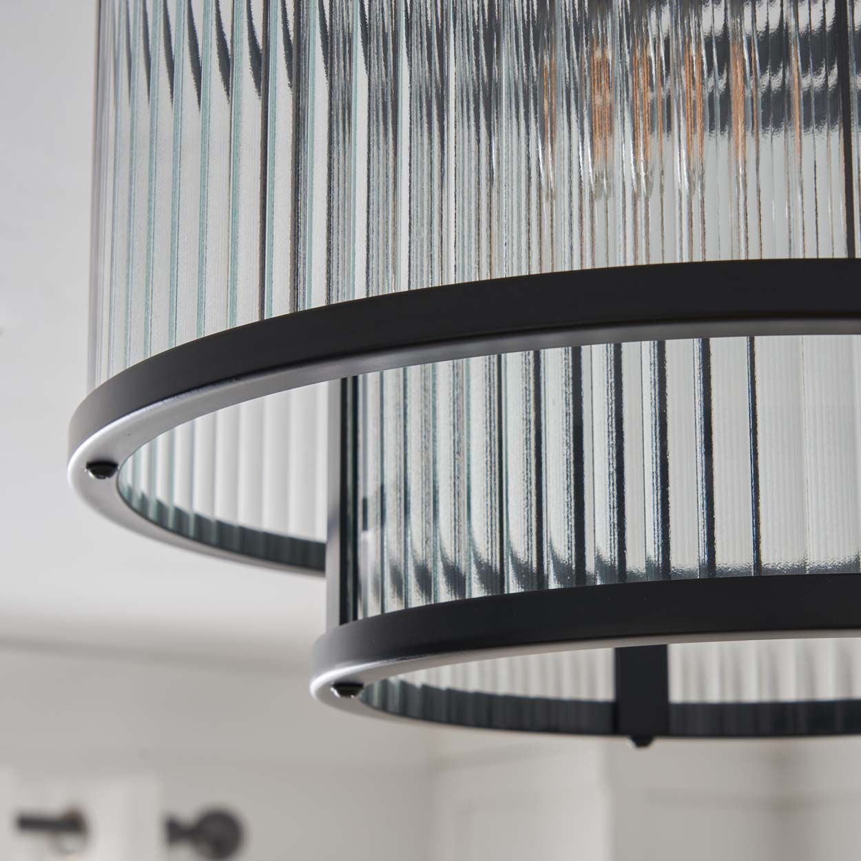 Fitton 3 Light Ribbed Glass Flush