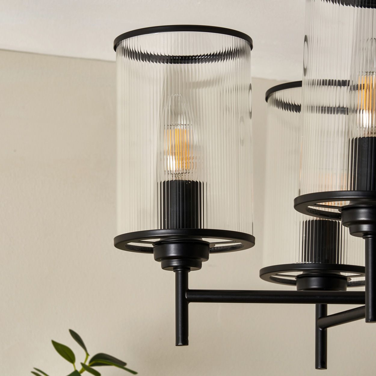 Abbey 5 Light Ribbed Glass Pendant