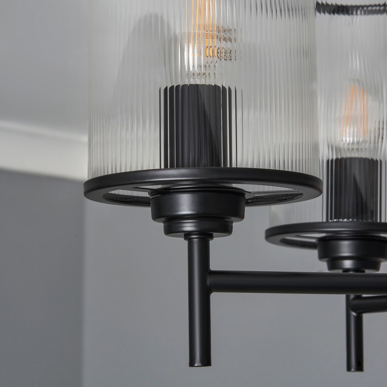 Abbey 5 Light Ribbed Glass Pendant