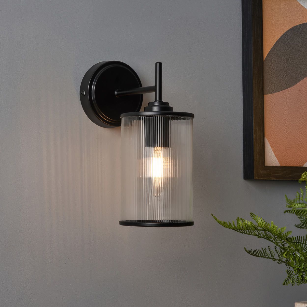 Abbey Ribbed Glass Wall Light