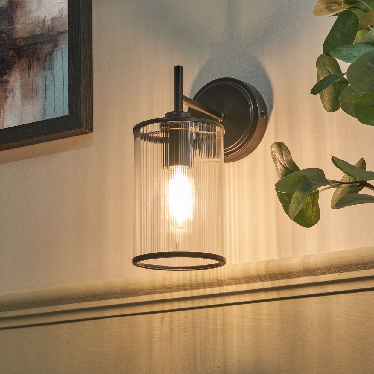 Abbey Ribbed Glass Wall Light