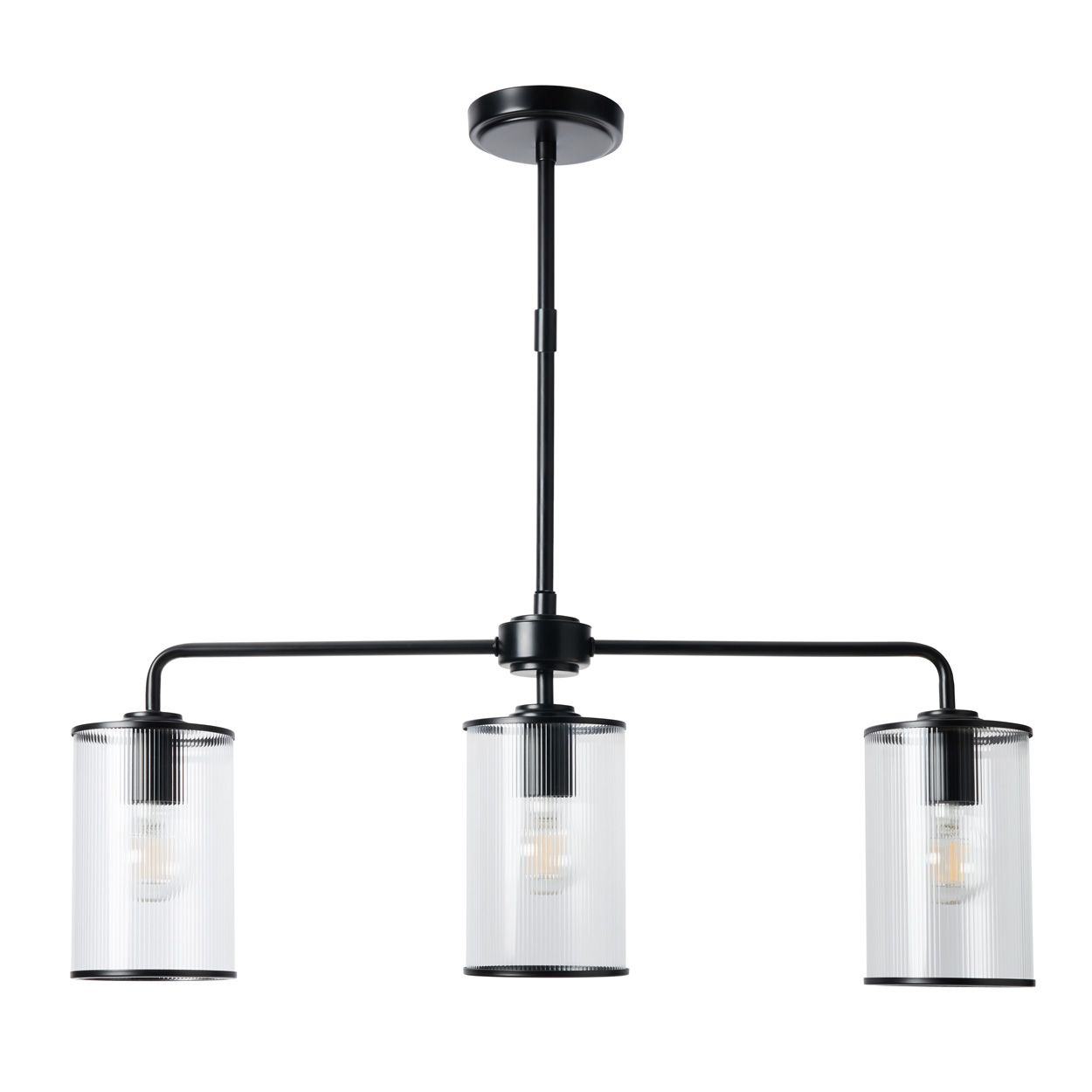 Abbey 3 Light Ribbed Glass Diner Pendant