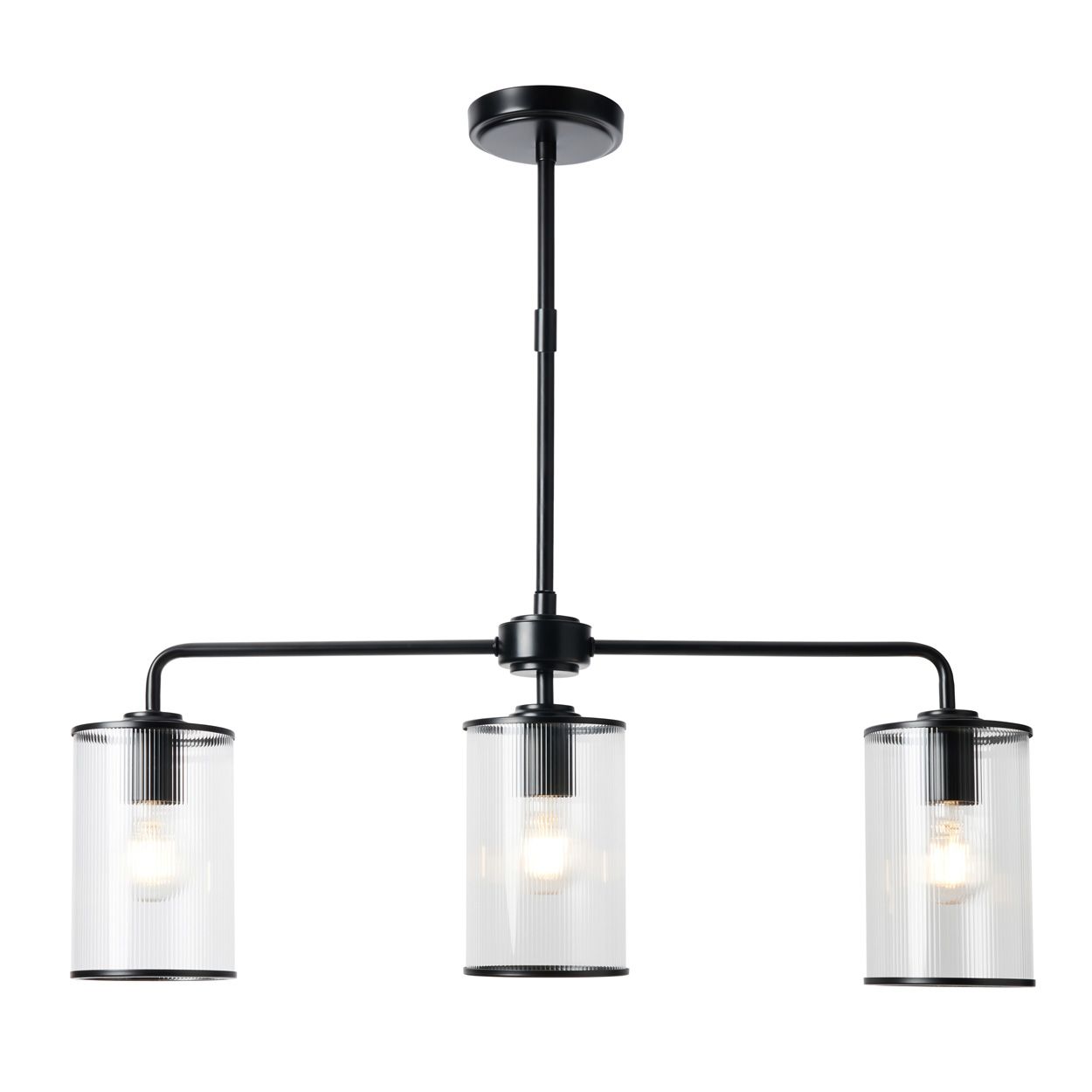 Abbey 3 Light Ribbed Glass Diner Pendant
