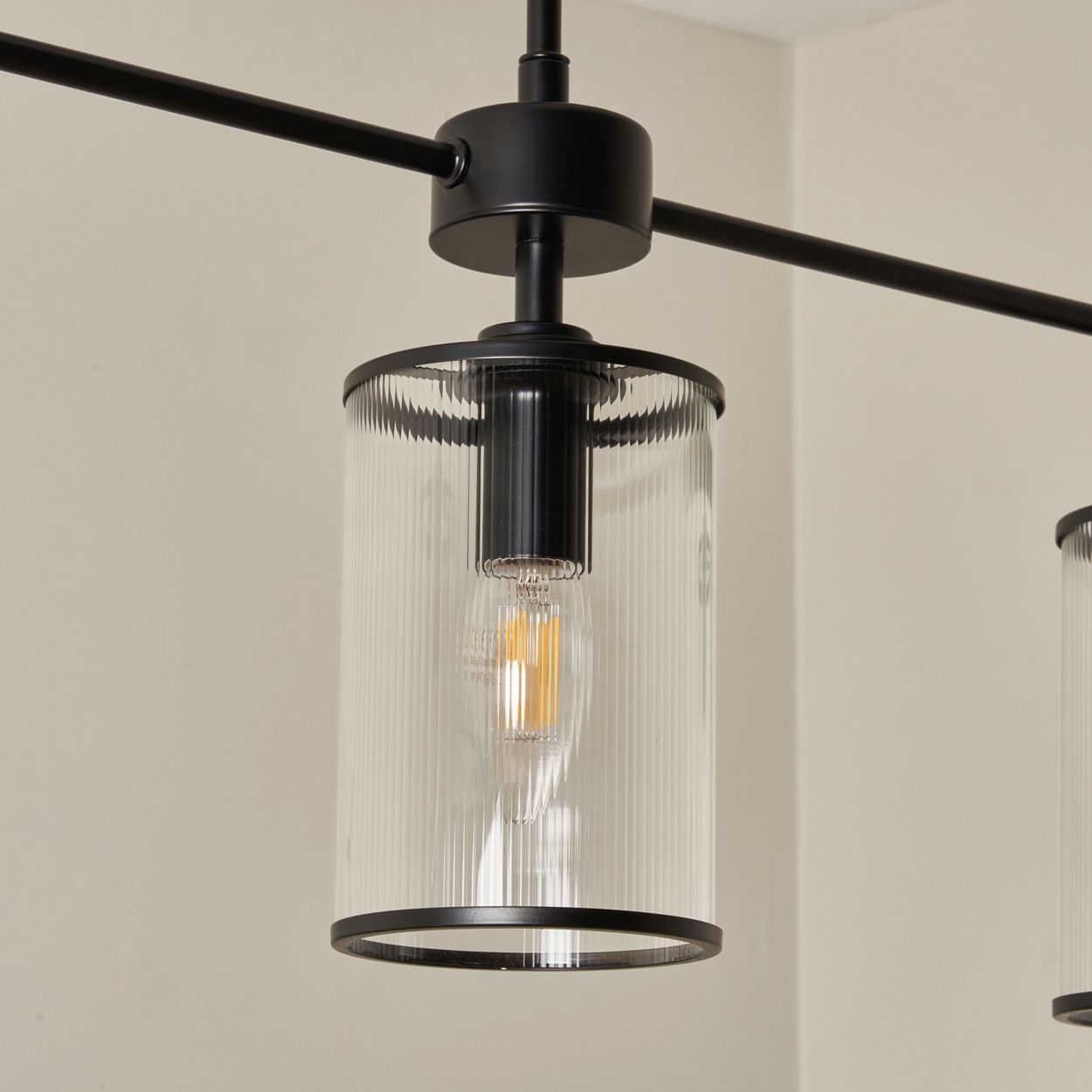 Abbey 3 Light Ribbed Glass Diner Pendant