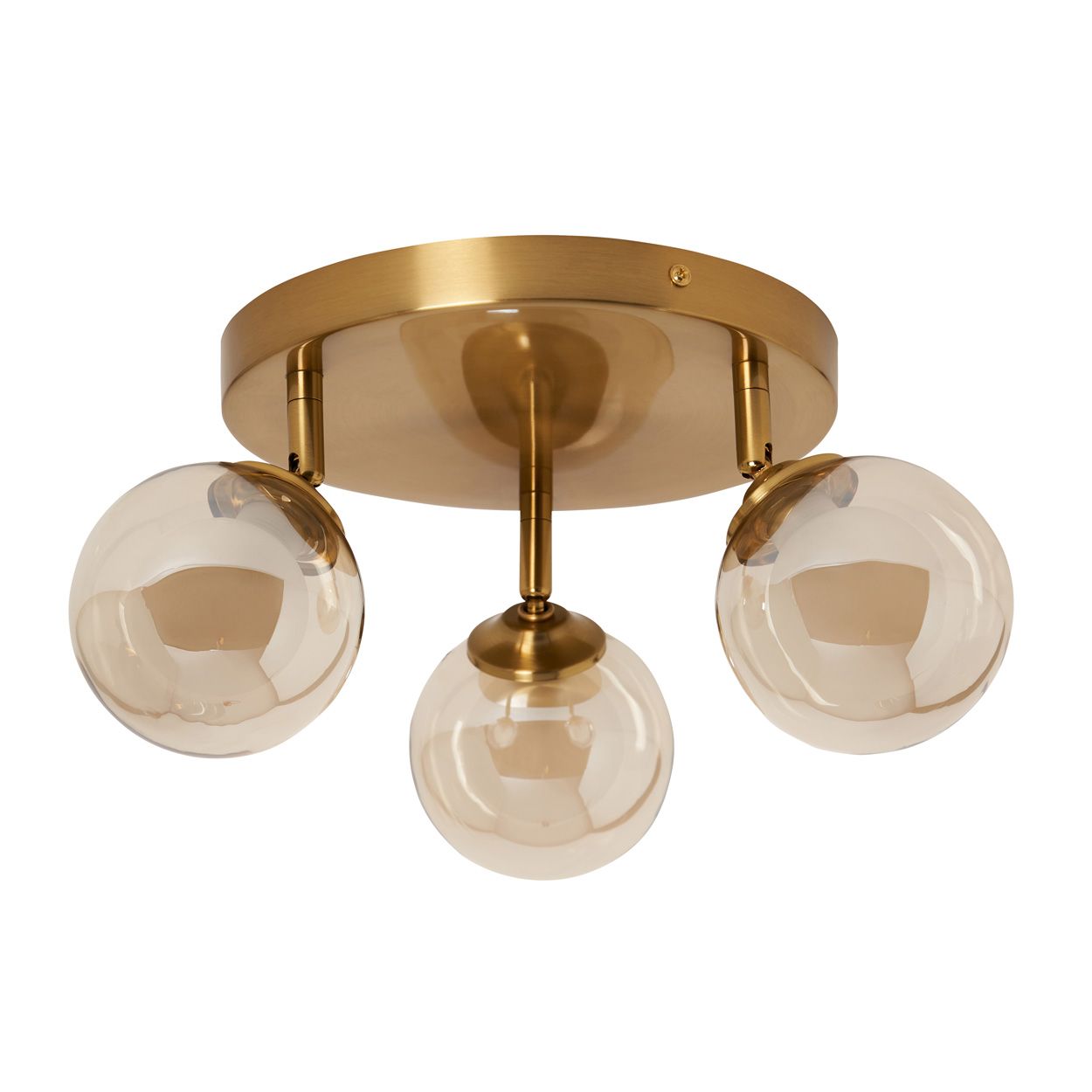 Haudri 3 Light Plate Spot Opal Ball Flush Brass