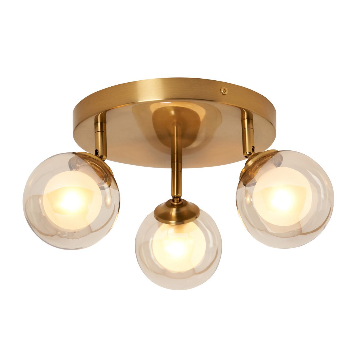 Haudri 3 Light Plate Spot Opal Ball Flush Brass