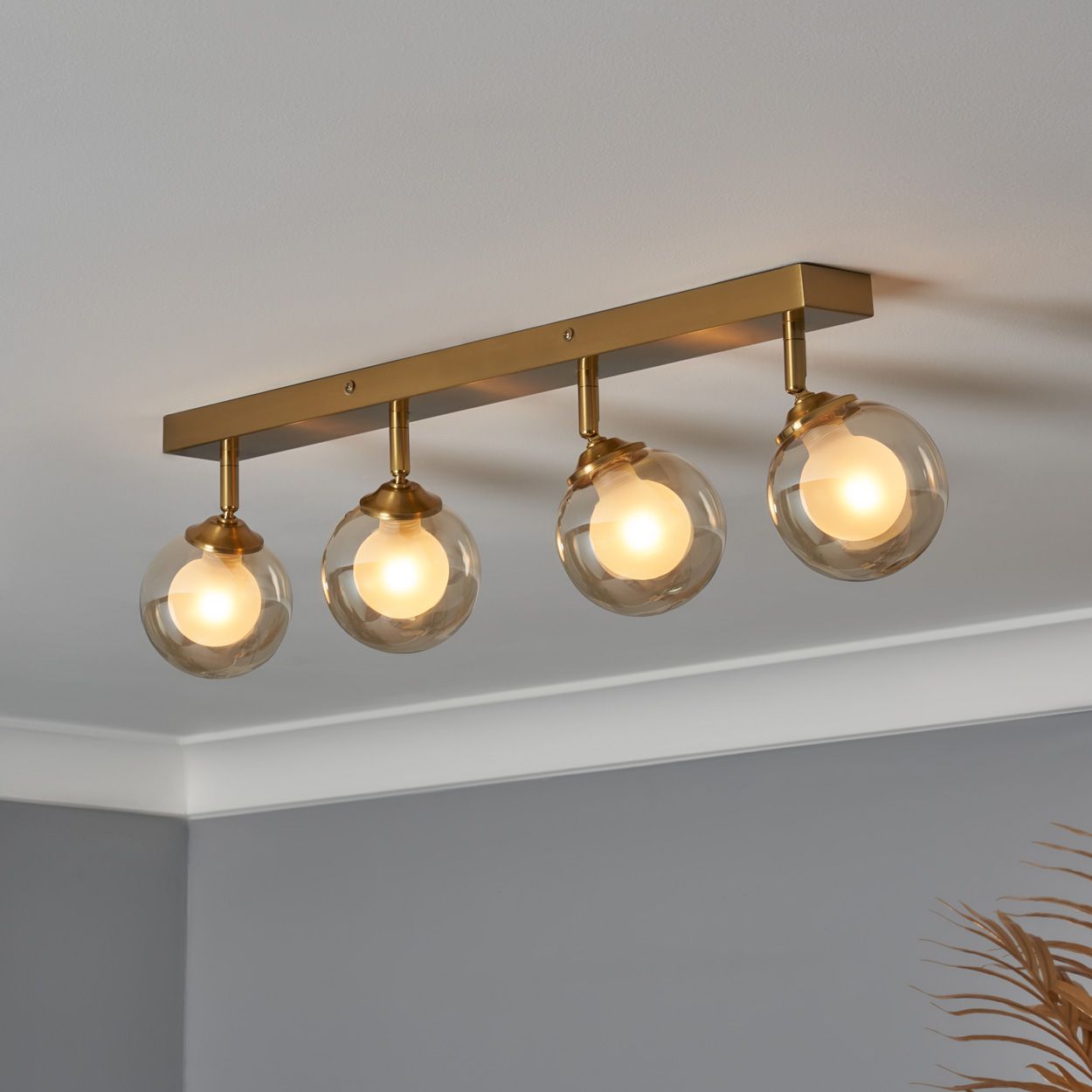 Haudri 4 Light Opal Ball Bar Spotlight Brass