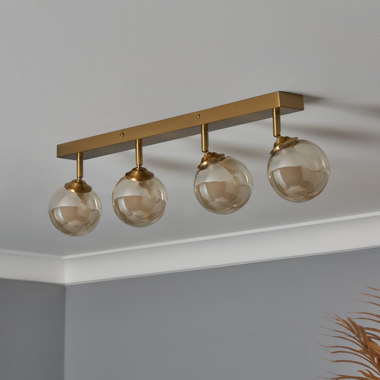 Haudri 4 Light Opal Ball Bar Spotlight Brass