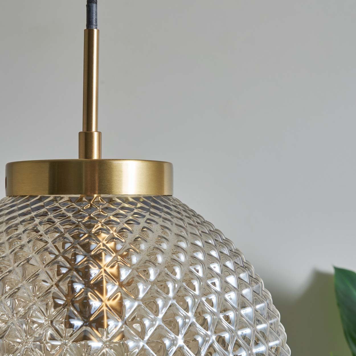 Malo Textured Glass Ball Pendant Brass