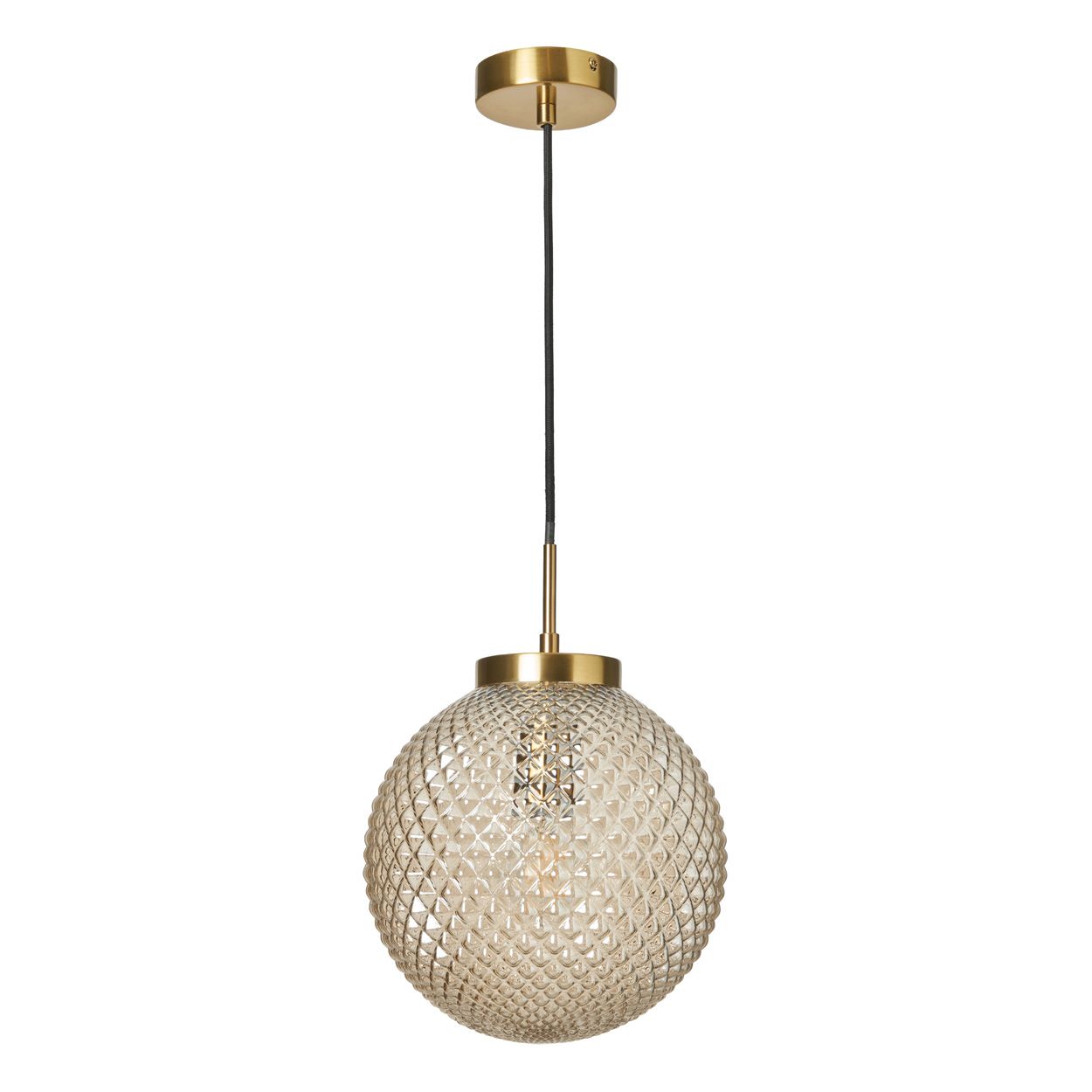 Malo Textured Glass Ball Pendant Brass