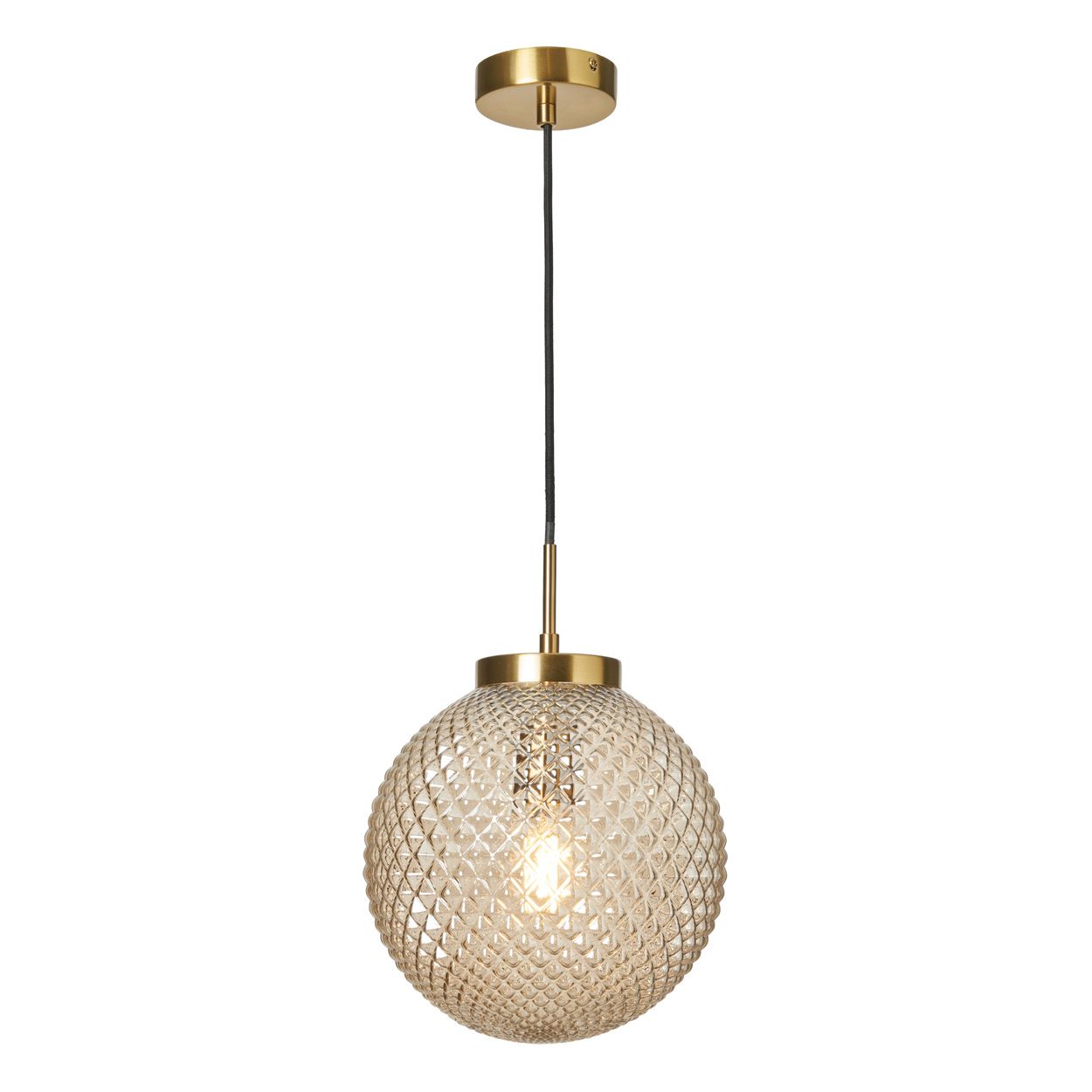 Malo Textured Glass Ball Pendant Brass