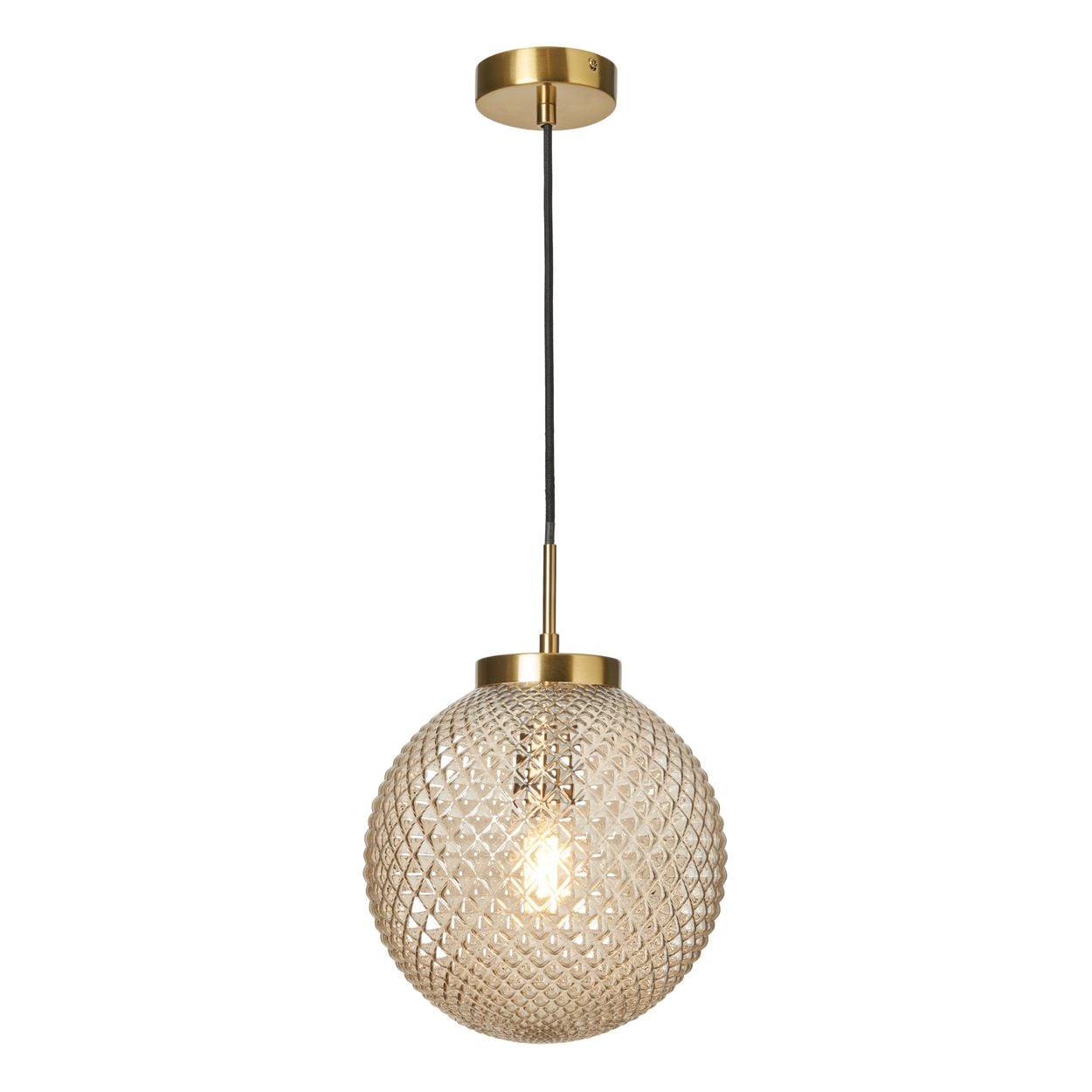 Malo Textured Glass Ball Pendant Brass