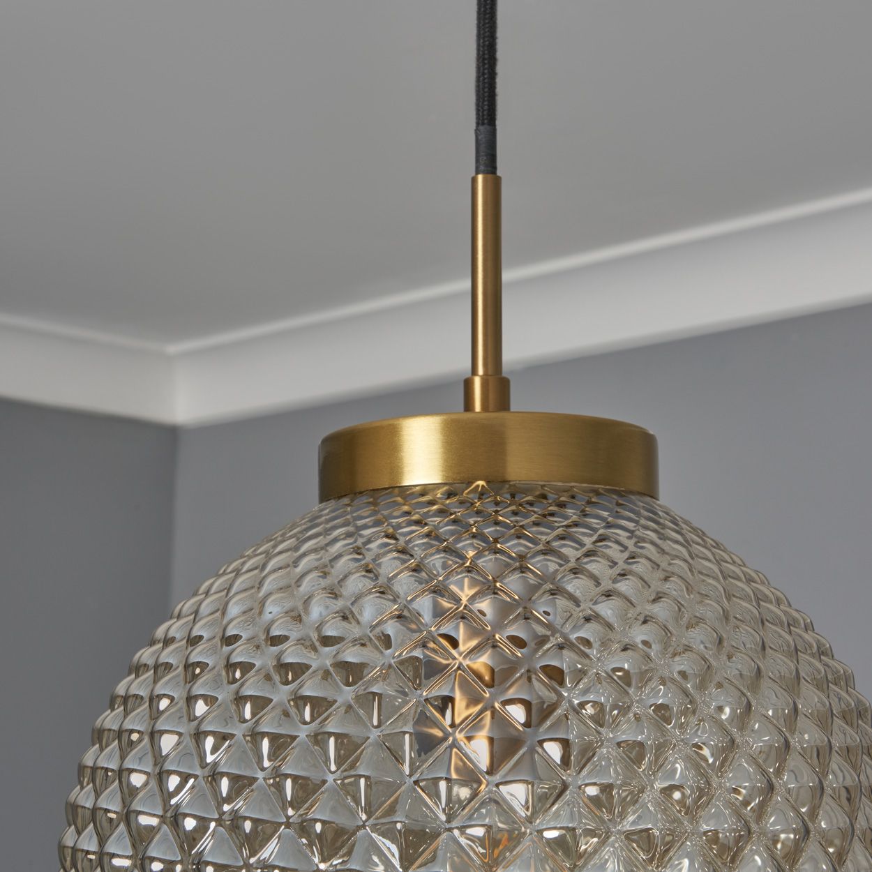 Malo Textured Glass Ball Pendant Brass