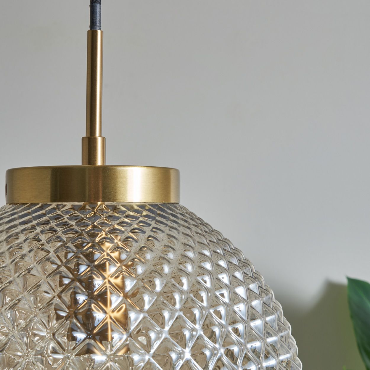 Malo Textured Glass Ball Pendant Brass