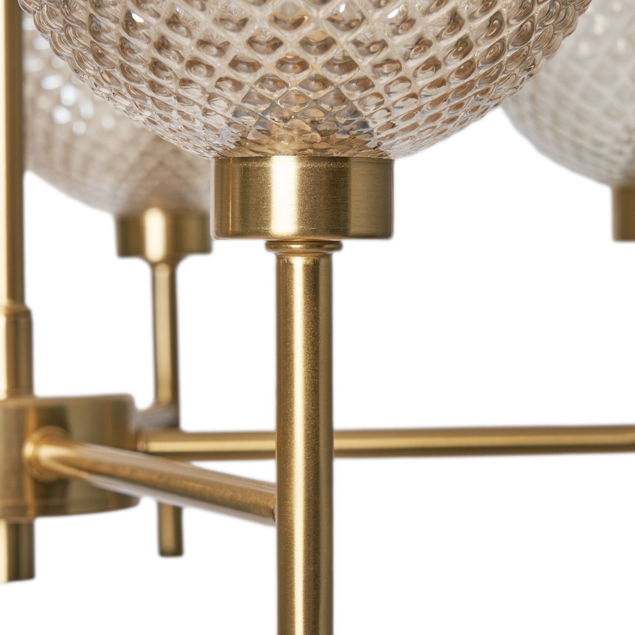 Malo Textured Glass Ball 5 Light Pendant Brass