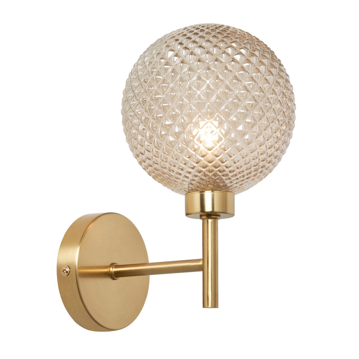 Malo Textured Glass Ball Wall Light Brass