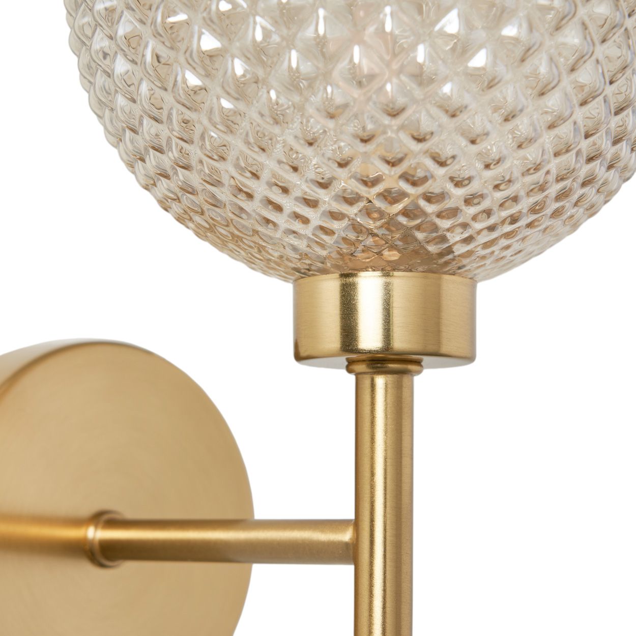 Malo Textured Glass Ball Wall Light Brass