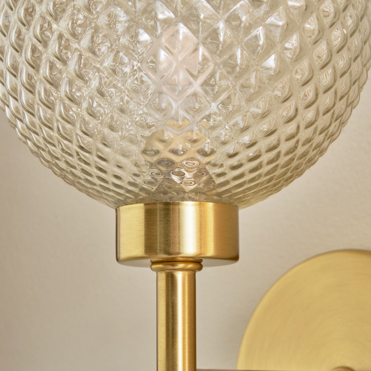 Malo Textured Glass Ball Wall Light Brass