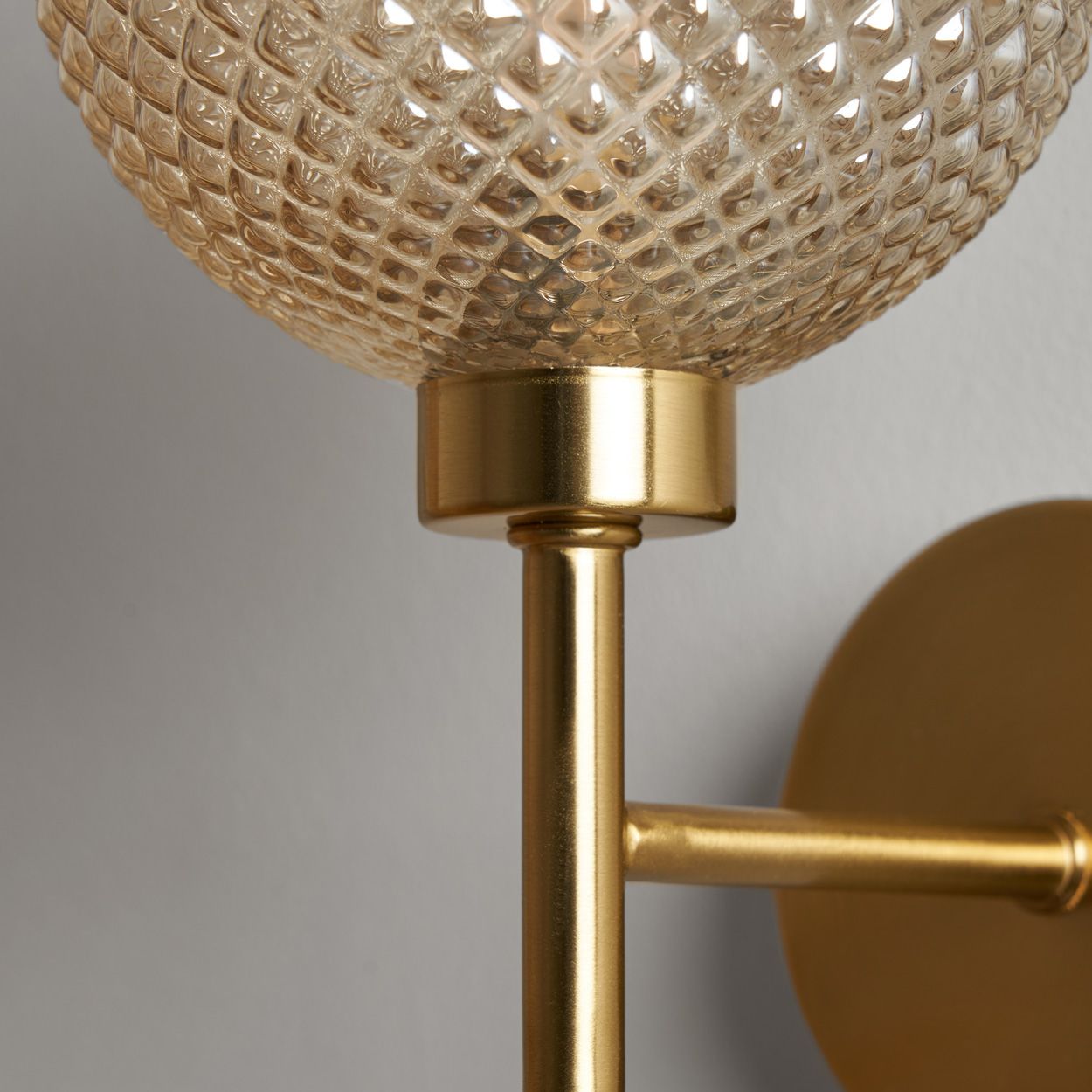 Malo Textured Glass Ball Wall Light Brass
