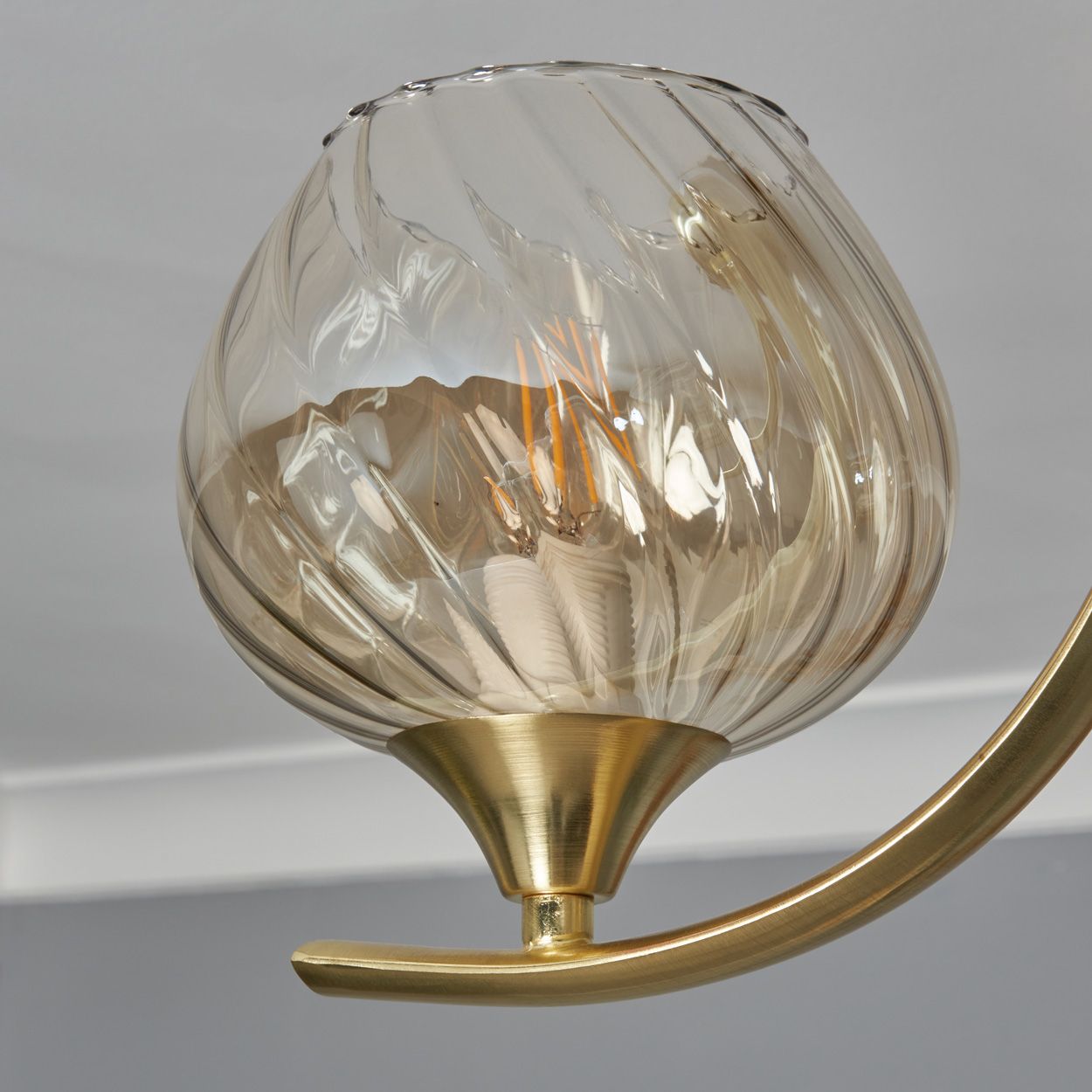 Helier 3 Light Swirl Ribbed Glass S Flush Sat Brs