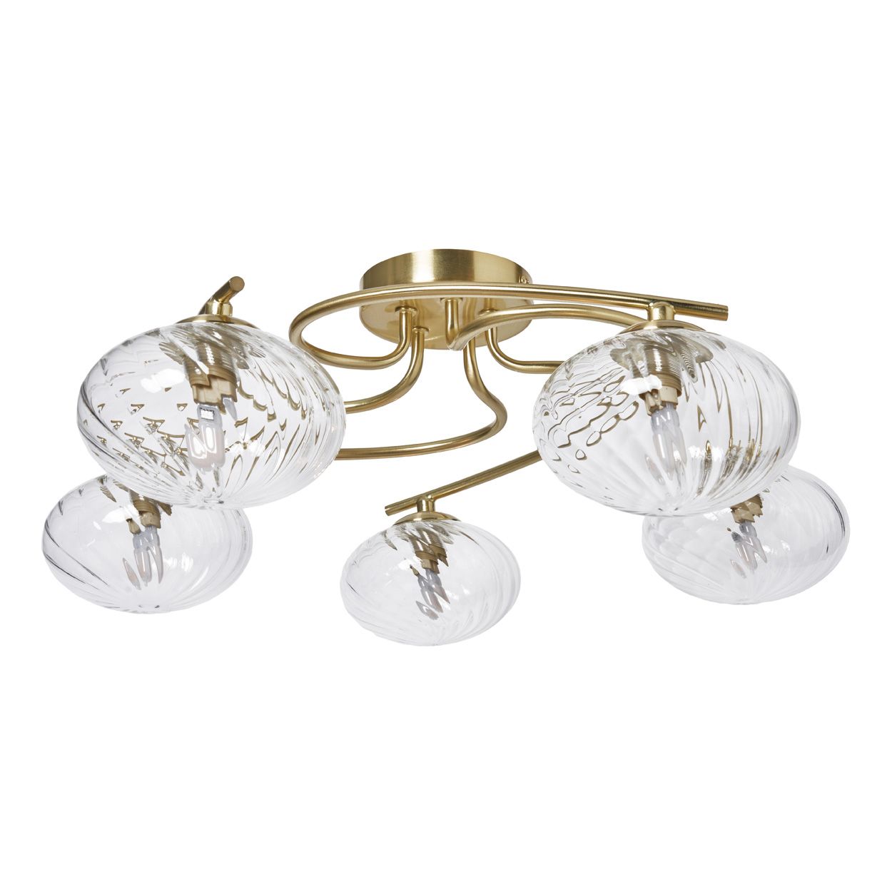 Croft 5 Light Swirl Ribbed Glass Flush Satin Brass