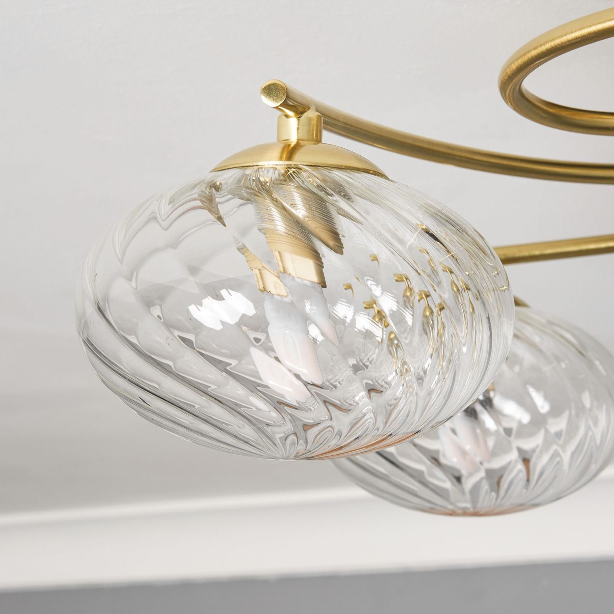 Croft 5 Light Swirl Ribbed Glass Flush Satin Brass