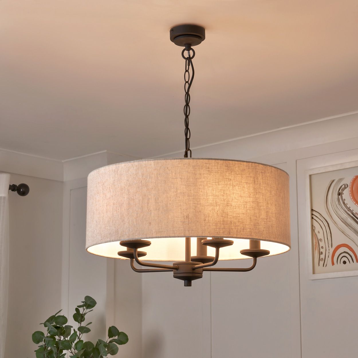 Tucken 5 Light Hotel Pendant Black Ivory