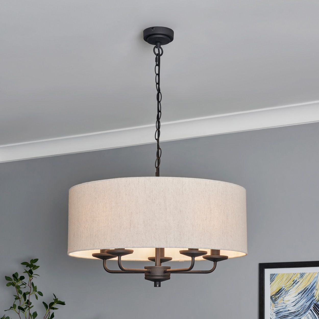 Tucken 5 Light Hotel Pendant Black Ivory