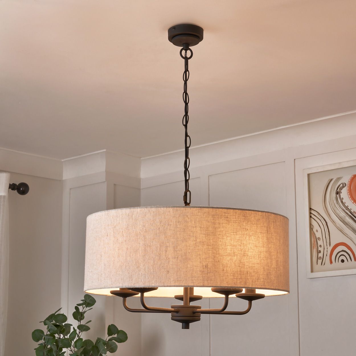 Tucken 5 Light Hotel Pendant Black Ivory