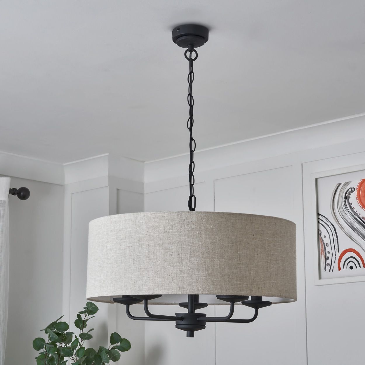 Tucken 5 Light Hotel Pendant Black Ivory